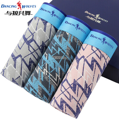 

Dancing with wolves DANCING WOLVES mens underwear mens boxers cotton breathable four-point pants head 3 mixed color XXXL