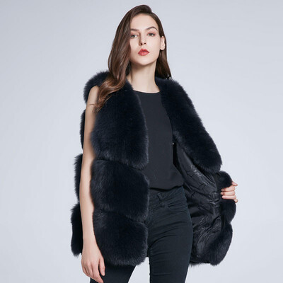 

Premium Fox Fur Jacket Winter Women Furry Natural Leather Jacket Fashion Splicing Unique Design 2018 New Discount Warm Lady