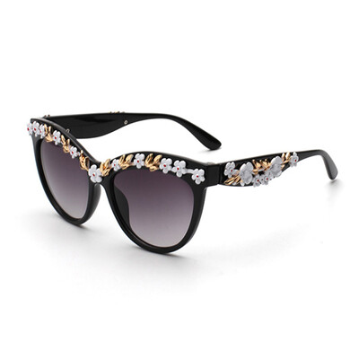 

FEIDU Super Luxury Womens Diamond Sunglasses Brand Designer High Quality Vintage Flower Sun Glasses Ladies Gafas De Sol Marca