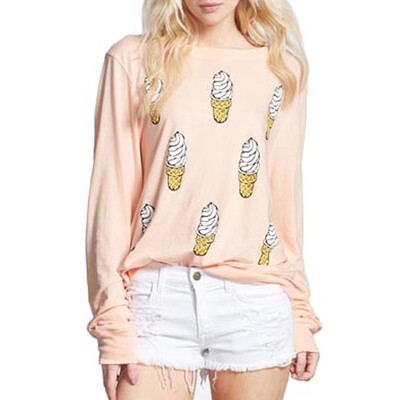 

CT&HF Women Casual Ice Cream Printing Long Sleeves T-Shirt