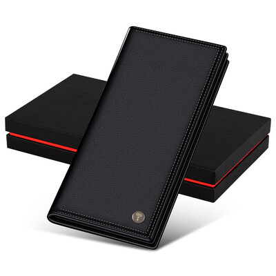 

Hengyuanxiang wallet mens leather long classic wallet gift box card holder wallet long black HJQ18AA00103