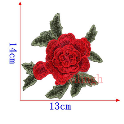 

1 Pcs New Brand 3D Patches Big Red Rose Flower Embroidered Patch DIY Iron On Sew On Fabric Repair Clothing For Wedding Patches