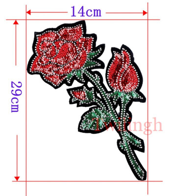 

1 Pcs Badge Flower Patches Iron Sew-on Rose Embroidery Motif Applique Garment Children Women DIY Clothes Sticker Wedding Party