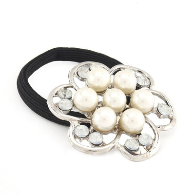 

1Pcs Jewelry Silver/Golden Color Hair Rope Accessories Flower Pearl Rhinestone