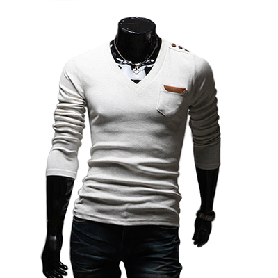 

Zogaa Mens POLO Shirt Korean Pure Color Stick Leather