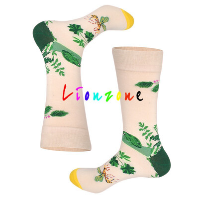 

LIONZONE 2018 Happy Socks Men Women Lovers Color Flower Totem Polka Dot Style Combed Cotton Socks Hip-Hop Socks Funny Gift