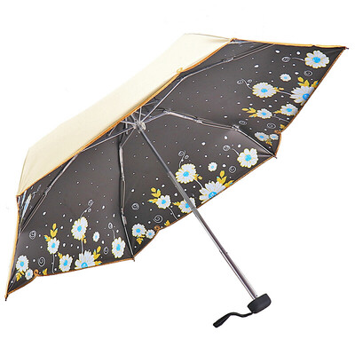 

Paradise umbrella full blackout impact cloth black rubber silk screen embroidered edge five fold pocket umbrella umbrella sun umbrella milk yellow 50061DLCJ