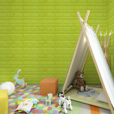 

Jing Hui Si Chuang JH0926 wallpaper self-adhesive 3d stereo bedroom warm wallpaper kindergarten decoration thick stickers waterproof anti-collision dormitory decorative brick pattern fresh green
