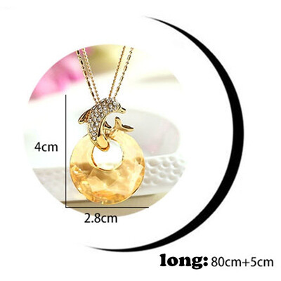 

Necklace high-end imported crystal dolphin bay lovers sweater chain Stylish&versatile