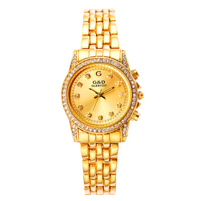

Women's Gold Sliver Tone Stainless Steel Band Fashion Watch Quartz Analog Wristwatches Best Gift for Girls G&D201515-1