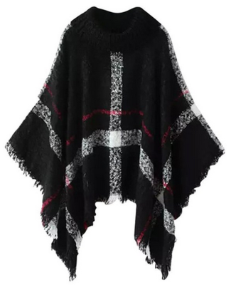 

Mooncolour Women's Assorted Colors Striped Irregular Knitting Cape Cloak