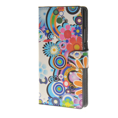 

MOONCASE Flower style Leather Side Flip Wallet Card Slot Stand Pouch ЧЕХОЛ ДЛЯ Huawei Ascend P8