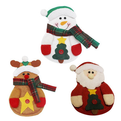 

UpperX 3 Pack Set Kitchen Suit Silverware Holders Pockets Knifes Forks Bag Snowman Santa Claus Elk Christmas Party Decoration