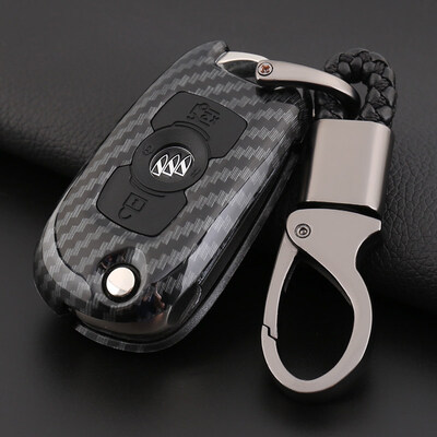 

Huashi Buick Weilang key bag dedicated to Buick Weilang key package 2018 folding remote control car modified key package cover buckle modification special folding three-key - all black