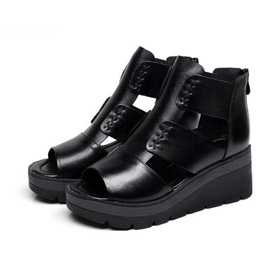 

Fashion wedges sandals women leather summer shoes woman