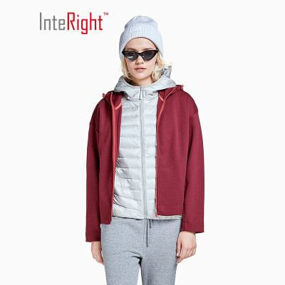 

INTERIGHT Sweater Womens Stretch Sports Casual Hooded Jacket in Gray L