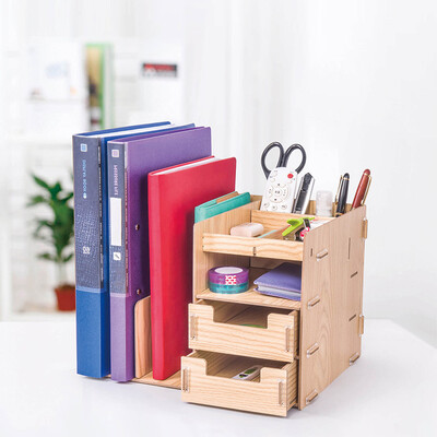 

Jinlongxing glosen office supplies desktop file data storage box wooden file column finishing box wood grain color