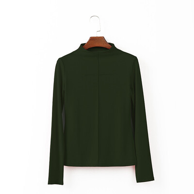 

Canvaus Autumn Winter New Elastic Slim Half-high Collar Casual Long-sleeved T-shirt Lady Undershirt Tops