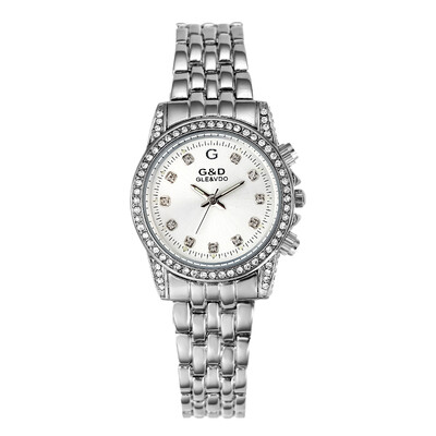 

Women's Gold Sliver Tone Stainless Steel Band Fashion Watch Quartz Analog Wristwatches Best Gift for Girls G&D201515-1