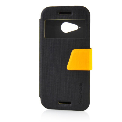 

MOONCASE View Window Leather Side Flip Pouch Ultra Slim Shell Back ЧЕХОЛ ДЛЯ HTC One Mini 2 (M8 Mini) Black