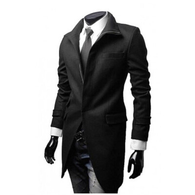 

Zogaa Long Zipper Slim Men's Wool Coat