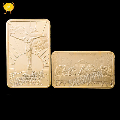 

2018 New Commemorative Coin Square Jesus Dinner Bitcoin Collection Art Gold-plated copper Non-currency Coins