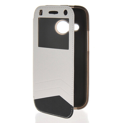 

MOONCASE View Window Leather Side Flip Wallet Card Slot Pouch Stand Soft Shell Case Cover for Htc One Mini 2 ( M8 Mini ) White