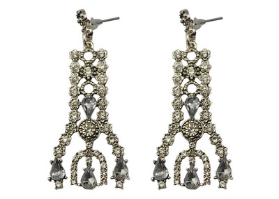 

Idealway 2 Colors Gold Silver Rhinestone Crystal Flower Hollow Out Drop Earrings Women Jewelry