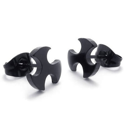 

Hpolw Men's Stainless Steel Black Stud Earrings Blade Style, 2pcs, Color Black