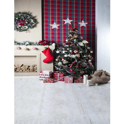 

Xmas Tree&Red Curtian Photo Backdrop 57FT Vinyl Fabric Cloth Digital Printing Photo Background st-532