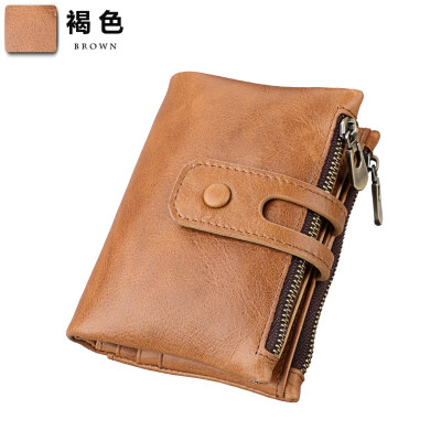 

Leather mens wallet anti-theft brush RFID first layer leather wallet crazy horse leather casual wallet