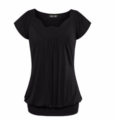 

Womens Fashion 2018 Solid Color V-neck Short Sleeve Tops Loose T-Shirt Blouse S-5XL