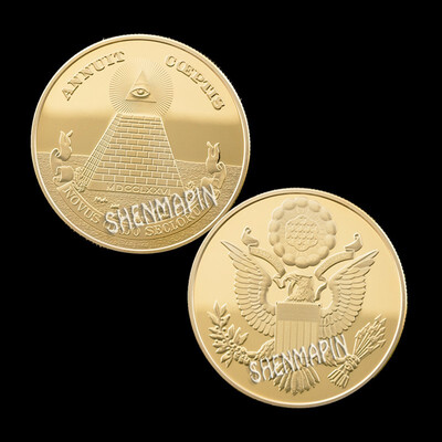 

Masonic pyramid challenges coin Eye of the sky gold-plated coin religious beliefs souvenir collection