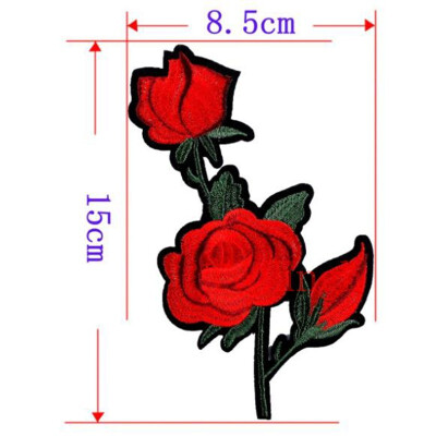 

1 Piece Plum Blossom Flower Patches Iron on 3D Embroidered Patch Red Rose Applique Sew On DIY Repair Accessories Clothes Patches