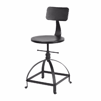 

Industrial Style Vintage Metal Bar Stool With Backrest Black L1T0