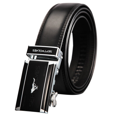 

SEPTWOLVES Men's Leather belt, business casual automatic buckle belt, WA20001j black