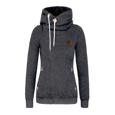 

CT&HF Women Fashion Leisure Fleece Sports Style Loose Zip Fleece Hot Selling Sweet Long-Sleeved Coat