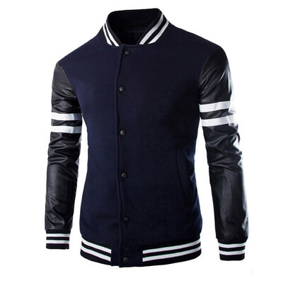 

Zogaa Autumn And Winter New Mens Jacket Leather Sleeve Splice Printing Casual