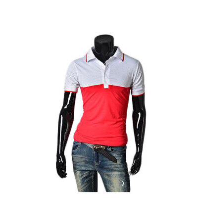 

Zogaa New Korean Men's POLO Shirt Matching Color Short Sleeve