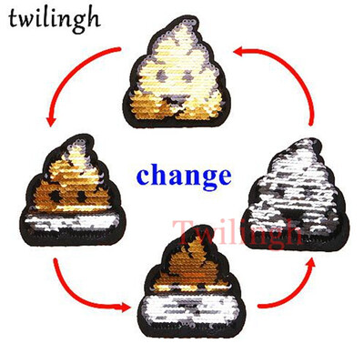 

twilingh Patches 1pc Reversible Change Sequins Patches Skull Star Heart DIY Sew On Patches For Clothes Applique Decoration