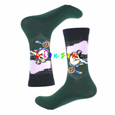 

LIONZONE 2018 New Happy Socks Lnvierno Mujer Retro Personalidad Arte Mural Pintura Famosa Masculina Aceite Socks Funny Gift