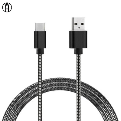 

WH Anti-winding spring metal hose mobile phone data cable USB charging cable