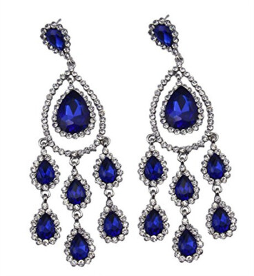 

Idealway New Fashion 5 Colors Clear Purple Blue Black Red Rhinestone Crystal Long Bridal Wedding Jewelry Earrings