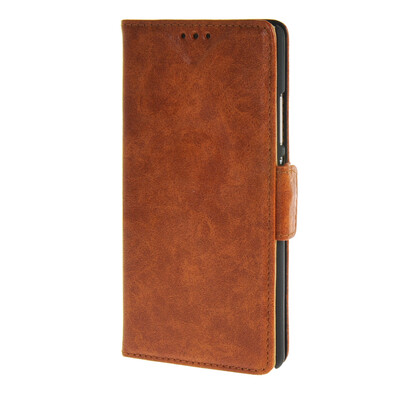 

MOONCASE Huawei Ascend P8 Case Oil Skin Leather Card Flip Wallet Slot Bracket Back Case Cover Brown