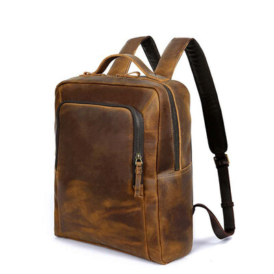 

Mens shoulder bag leather backpack leather shoulder bag computer crazy horse leather mens bag