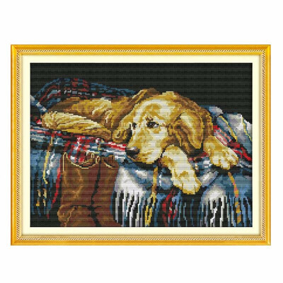 

DIY Handmade Needlework Counted Cross Stitch Set Embroidery Kit 14CT Faithful Dog Pattern Cross Stitching 43 33cm Home Decoratio