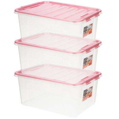 

JEKO&JEKO plastic transparent storage box 28L 3 Pack storage box toy clothes storage box snack bed bottom storage box pink SWB-5287