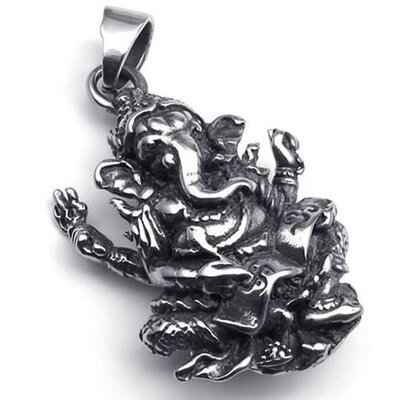 

Hpolw Fashion jewelry Black Delicate Stainless Steel Hindu Elephant Pendant Mens Necklace,Animal pendants,18-26 inch Chain