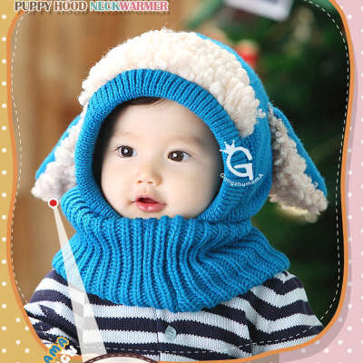 

Buebos Ninos Children's Hat Fall & Winter Super Cute Dog Shape Kids Baby Unisex Wool Knitted Siamese Beanie Hat Baby Birthday Gift