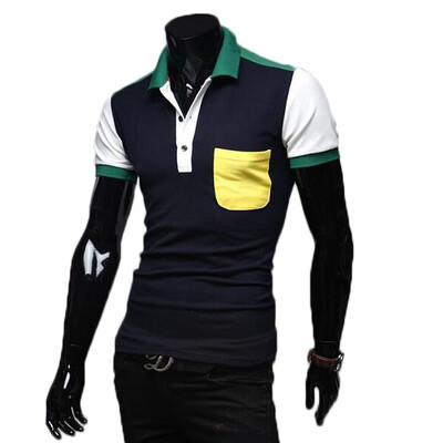 

Zogaa New Mens Polo Shirt Contrast Color Casual Slim All-matching